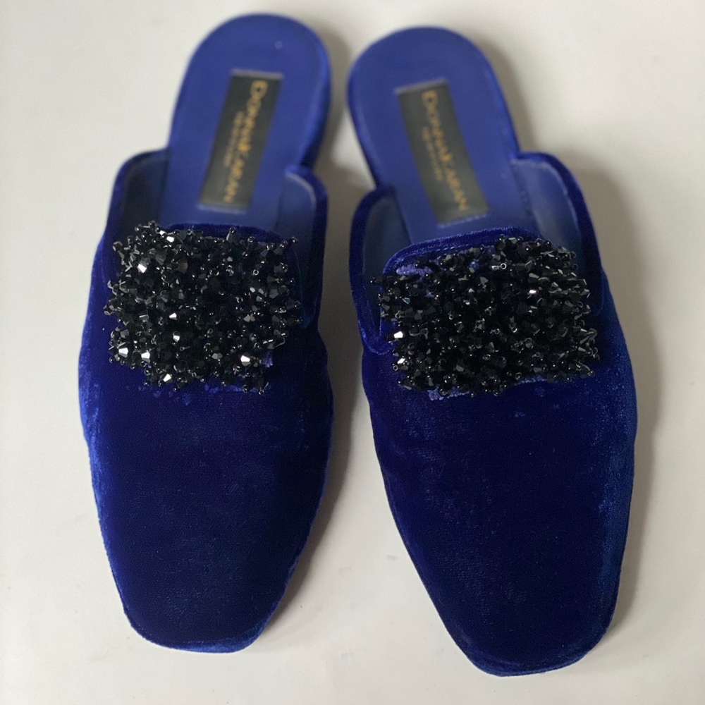 Donna Karan New York women’s velvet navy mules